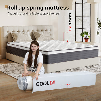 COOLMI 12 Inch Hybrid Mattresses in a Box with Comfort Foam and Pocket Coils