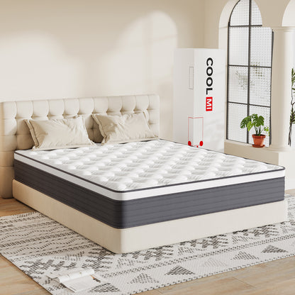 COOLMI 12 Inch Hybrid Mattresses in a Box with Comfort Foam and Pocket Coils