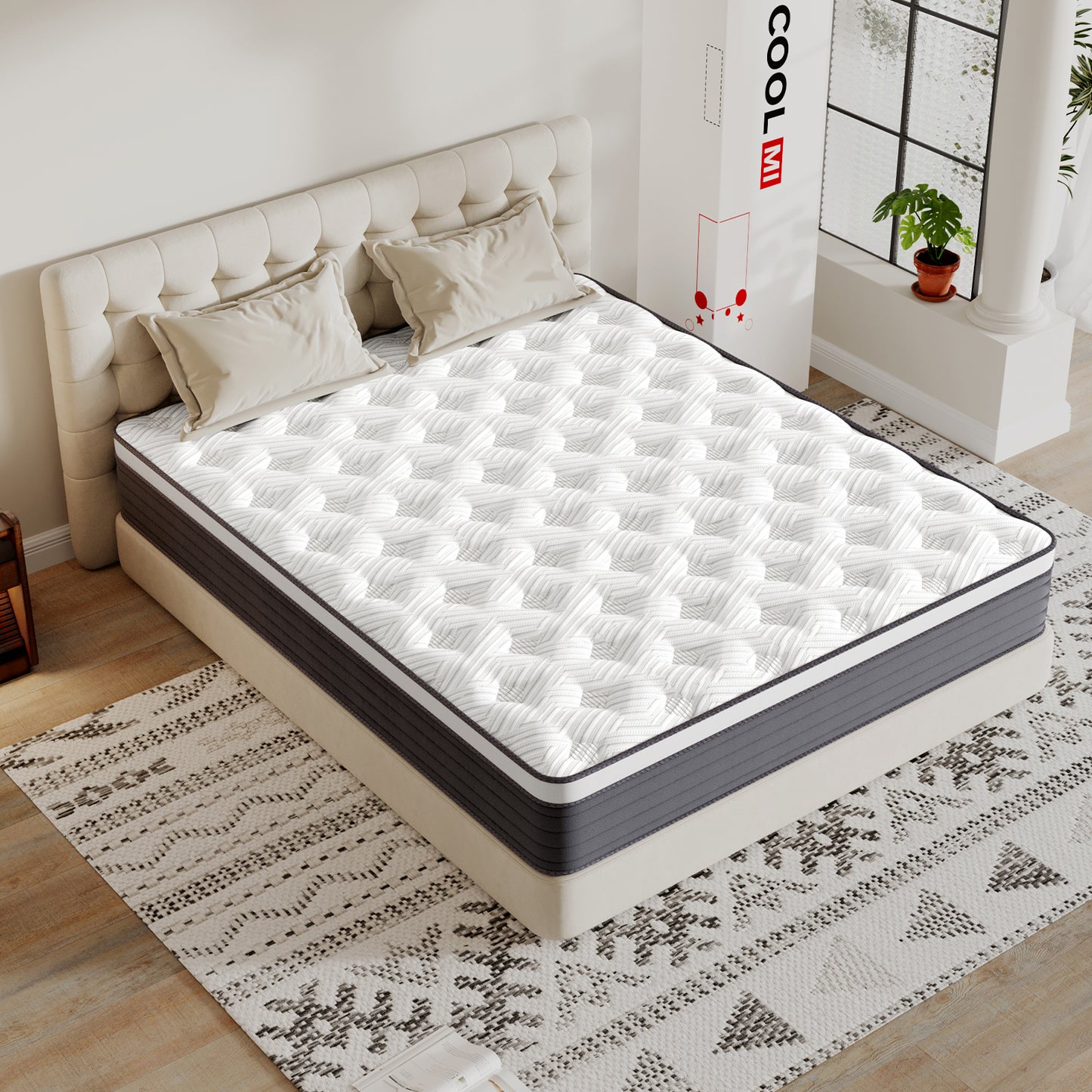 COOLMI 12 Inch Hybrid Mattresses in a Box with Comfort Foam and Pocket Coils